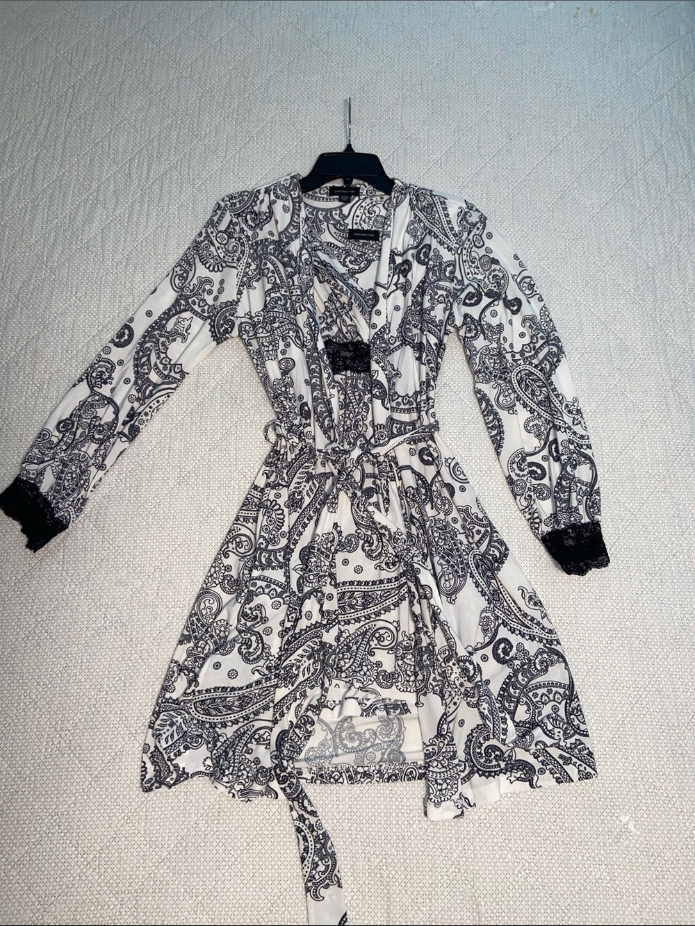 Jones New York Black & White Paisley nightgown, and a robe